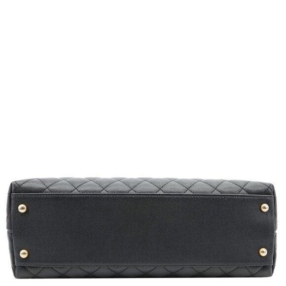 Chanel  Coco Large Quilted Caviar Lizard Handle Shoulder Bag Black - Picture 10 of 13